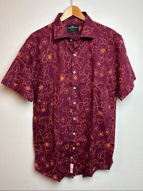 NWT Rodd & Gunn Men’s XL Redstone Creek Sports Fit Shirt Red Italian Linen